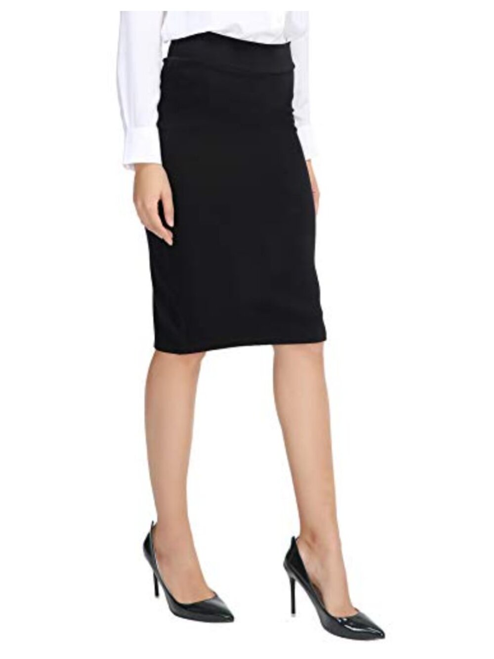 Women's Elastic Waist Stretch Bodycon Midi Pencil Skirt